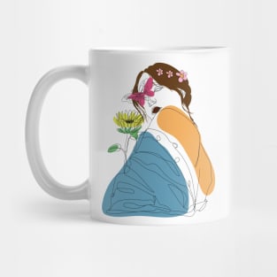 Girl With Colorful Flowers And Butterfly |  Positivity Mug